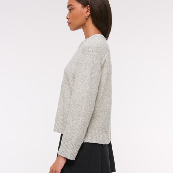 Abercrombie & Fitch Madeline Textural Crew Sweater Light Gray - Picture 5 of 9